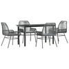 vidaXL 5-tlg. Garten-Essgruppe mit Kissen Grau Poly Rattan Glas