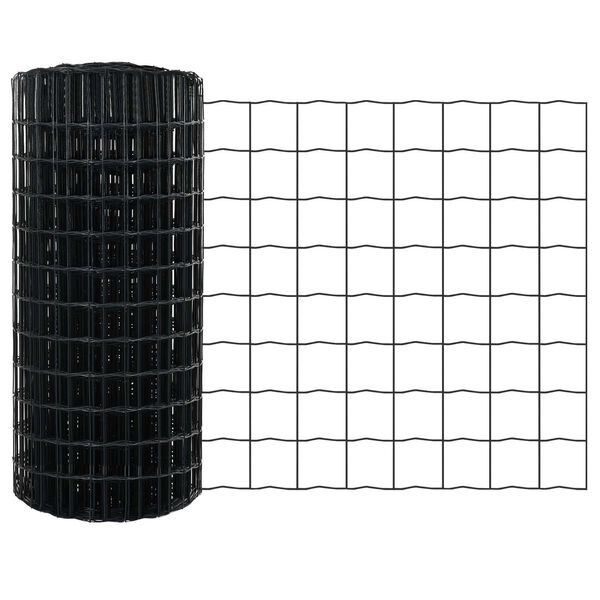 vidaXL Zaun mit Pfosten Grau 0,4 x 25 m Stahl und PVC