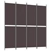 vidaXL 4-tlg. Paravent Braun 200x200 cm Stoff
