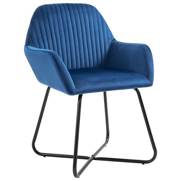 vidaXL Esszimmerst&uuml;hle 2 Stk. Blau Samt