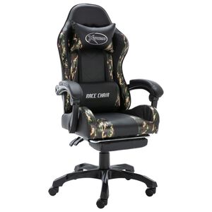 vidaXL Gaming-Stuhl mit Fu&szlig;st&uuml;tze Schwarz und Tarnmuster Kunstleder