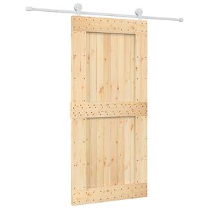vidaXL Schiebet&uuml;r Nat&uuml;rlich und Wei&szlig; 95 x 210 cm Massivkiefer