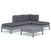 vidaXL 5-tlg. Garten-Lounge-Set mit Kissen Grau Kiefernholz