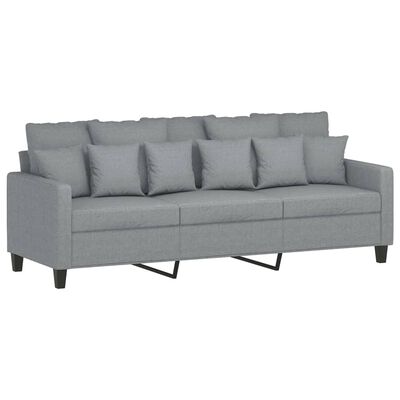 vidaXL 3-Sitzer-Sofa mit Hocker Hellgrau 180 cm Stoff