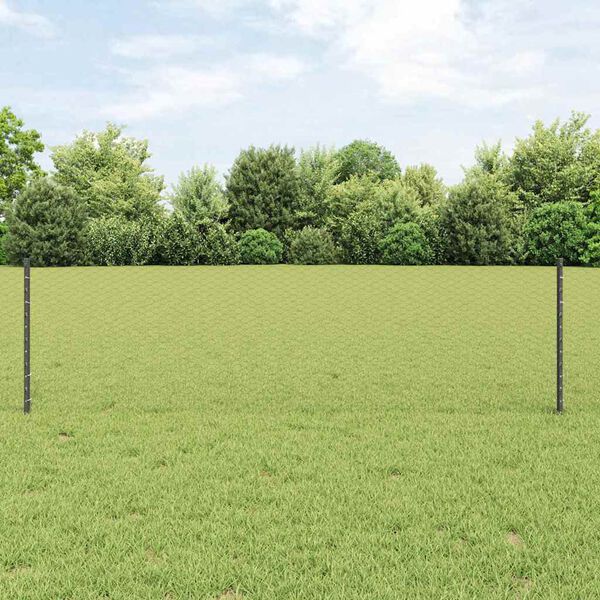 vidaXL Zaun mit Pfosten Grau 0,6 x 50 m Stahl und PVC