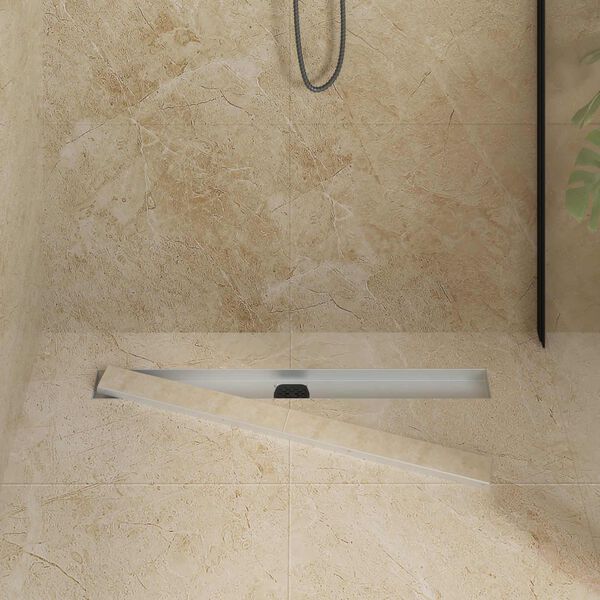 vidaXL Duschablauf 2-in-1 mit 360&deg; Siphon Silber 80 cm Edelstahl 304