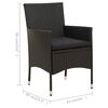 vidaXL 9-tlg. Garten-Essgruppe mit Kissen Poly Rattan Schwarz