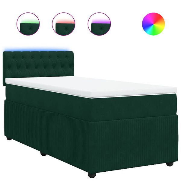 vidaXL Boxspringbett mit Matratze Dunkelgr&uuml;n 90x190 cm Samt