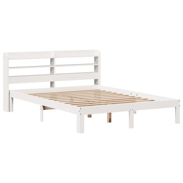 vidaXL Bettgestell mit Kopfteil ohne Matratze Wei&szlig; 120x190 cm