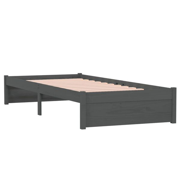 vidaXL Massivholzbett Grau 75x190 cm