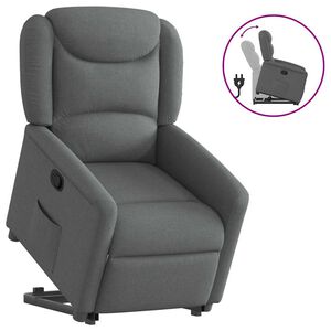 vidaXL Relaxsessel mit Aufstehhilfe Dunkelgrau Stoff