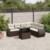vidaXL 7-tlg. Garten-Sofagarnitur mit Kissen Braun Poly Rattan