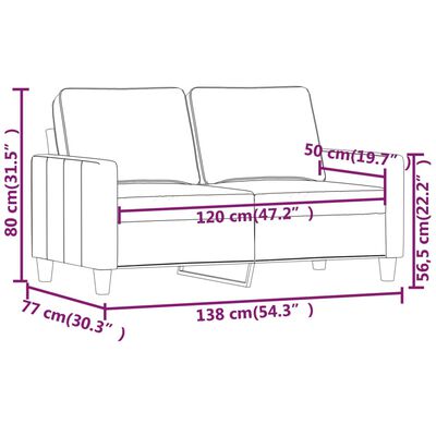 vidaXL 2-Sitzer-Sofa Hellgrau 120 cm Samt