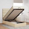 vidaXL Ottoman-Bett mit Matratze & LEDs Creme 80x200 cm Stoff