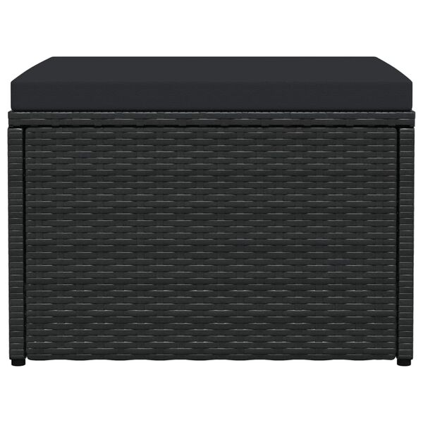 vidaXL Outdoor-Fu&szlig;hocker mit Kissen Schwarz Polyrattan