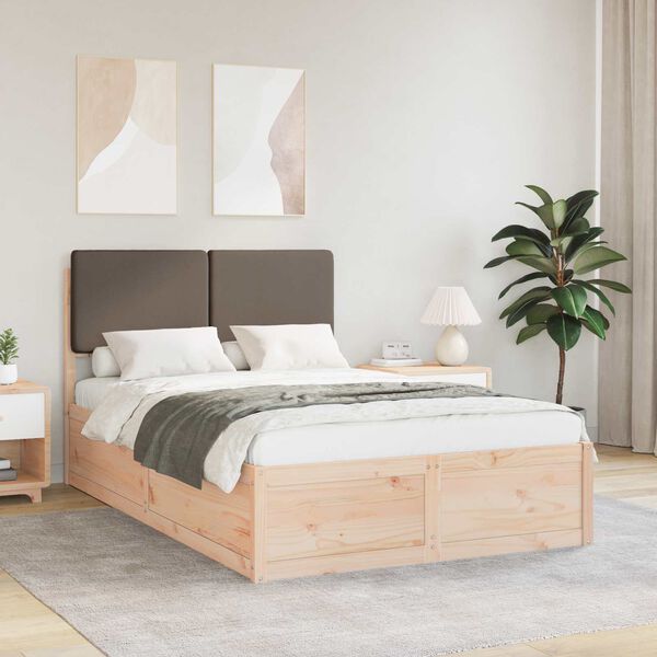 vidaXL Bettgestell mit gepolstertem Kopfteil Taupe 120 x 190 cm
