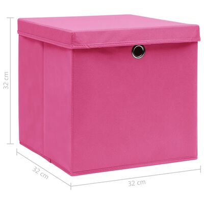 vidaXL Aufbewahrungsboxen mit Deckeln 4 Stk. Rosa 32x32x32 cm Stoff