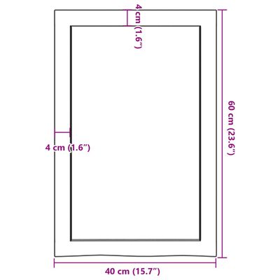 vidaXL Waschtischplatte Dunkelbraun 40x60x(2-4)cm Massivholz Behandelt