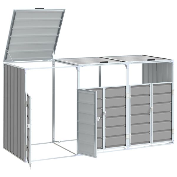 vidaXL M&uuml;lltonnenbox f&uuml;r 3 Tonnen Grau 216x81x115 cm Stahl