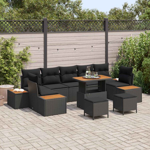 vidaXL Gartensofa-set 10 pcs Schwarz Poly-Rattan