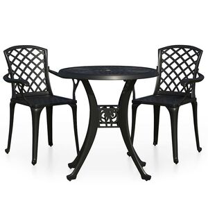 vidaXL 3-tlg. Bistro-Set Aluminiumguss Schwarz
