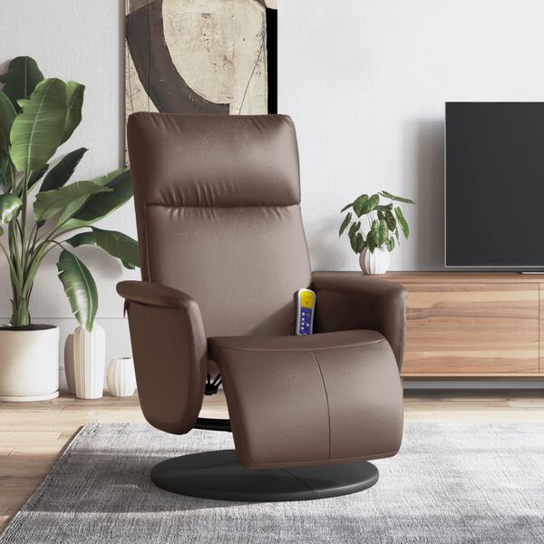 vidaXL Massagesessel mit Fu&szlig;teil Braun Kunstleder