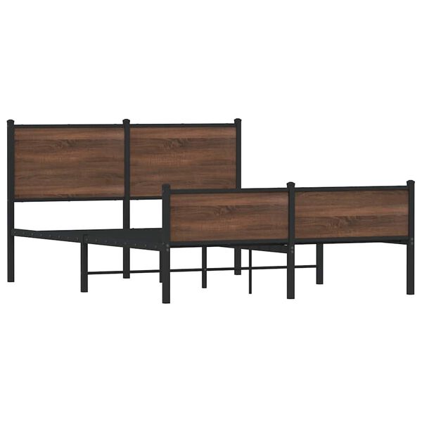vidaXL Metallbett ohne Matratze Eichen-Optik 140x190 cm