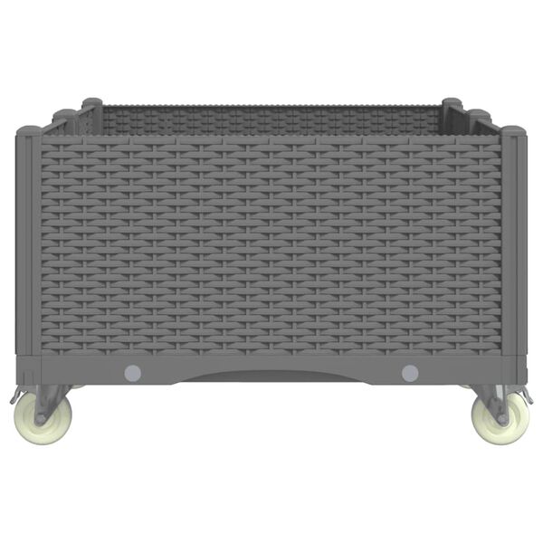 vidaXL Pflanzkasten mit Rollen Hellgrau 100x80x54 cm PP