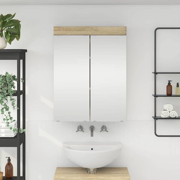 vidaXL Badezimmerspiegelschrank TULUM Sonoma-Eiche 60 x 16,5 x 78 cm