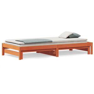 vidaXL Tagesbett Ausziehbar Wachsbraun 90x200 cm Massivholz Kiefer