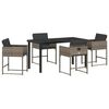 vidaXL Garten Essgruppe mit Kissen 5 pcs Grau Poly-Rattan