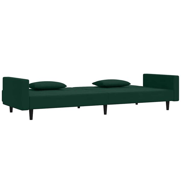 vidaXL Schlafsofa 2-Sitzer mit 2 Kissen Dunkelgr&uuml;n Samt