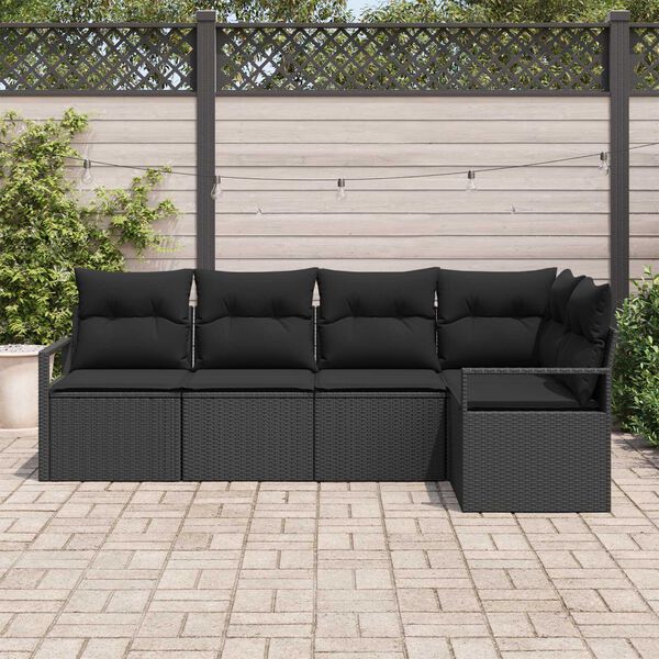vidaXL Sofa Set 5 pcs Schwarz Poly-Rattan