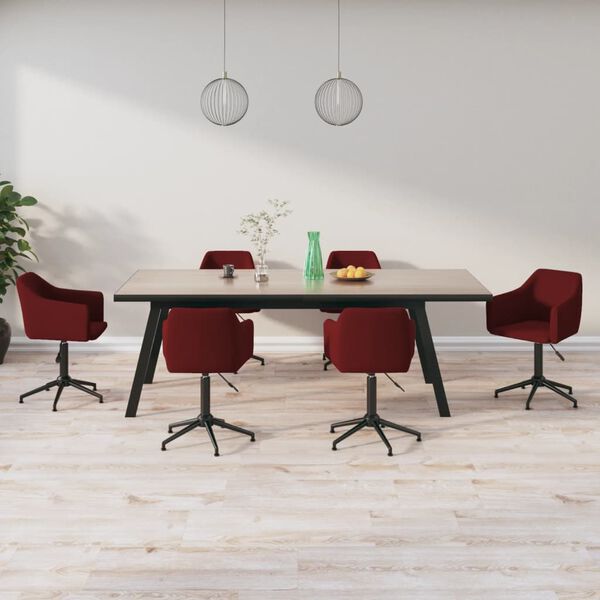 vidaXL Esszimmerst&uuml;hle 6 Stk. Drehbar Weinrot Samt