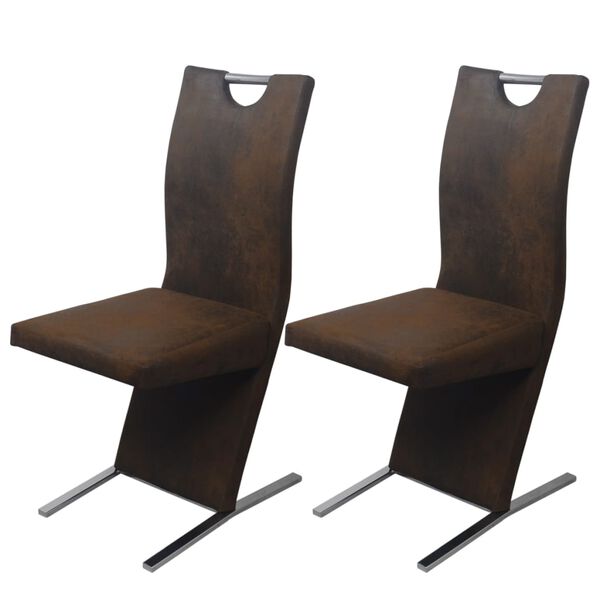 vidaXL Esszimmerst&uuml;hle 2 Stk. Braun Stoff