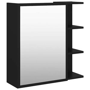 vidaXL Bad-Spiegelschrank Schwarz 62,5x20,5x64 cm Holzwerkstoff