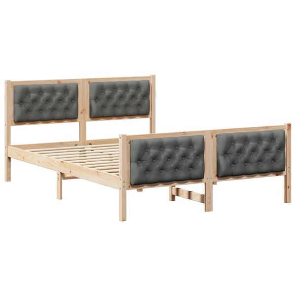 vidaXL Bettrahmen Dunkelgrau 140 x 190 cm Massives Kiefernholz
