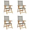 vidaXL 4-teiliges Set aus verstellbaren Klappst&uuml;hlen, graues Polyrattan und Massivholz
