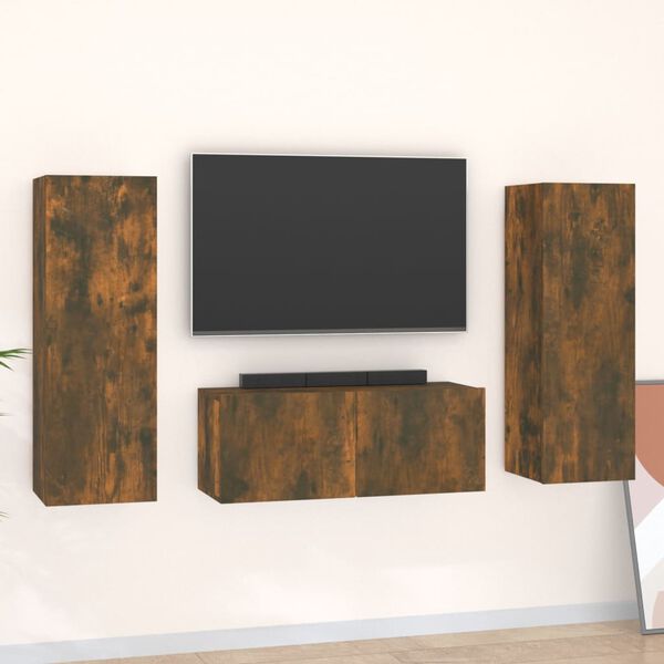 vidaXL 3-tlg. TV-Schrank-Set R&auml;uchereiche Holzwerkstoff