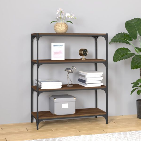vidaXL B&uuml;cherregal Braun Eichen-Optik 80x33x100 cm Holzwerkstoff Stahl