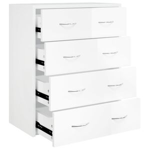 vidaXL Kommode mit 4 Schubladen 60x30,5x71 cm Hochglanz-Wei&szlig;