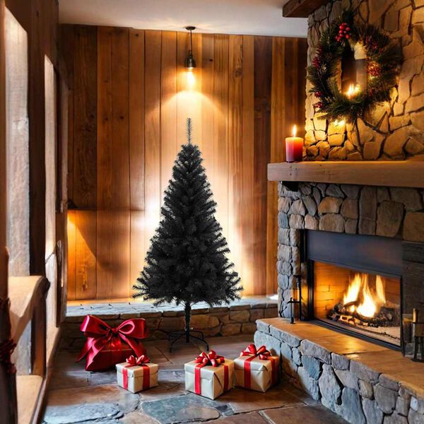 vidaXL K&uuml;nstlicher Weihnachtsbaum mit St&auml;nder Schwarz 150 cm PVC