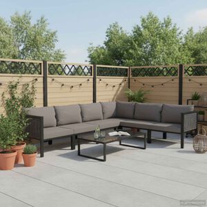 vidaXL 7-tlg. Garten-Lounge-Set mit Auflagen Poly Rattan Anthrazit