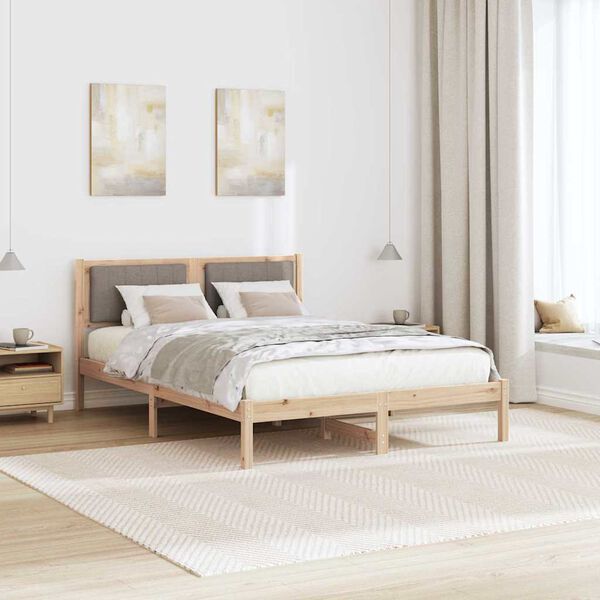 vidaXL Bettgestell mit gepolstertem Kopfteil Taupe 140 x 190 cm