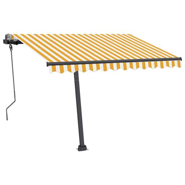 vidaXL Markise Manuell Einziehbar mit LED 300x250 cm Gelb und Wei&szlig;
