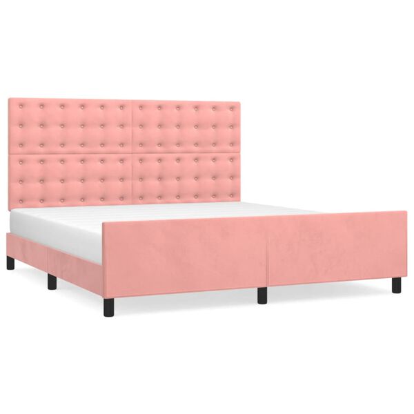 vidaXL Bettgestell mit Kopfteil Rosa 180x200 cm Samt