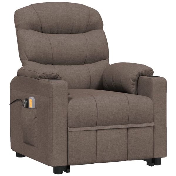 vidaXL Massagesessel mit Aufstehhilfe Taupe Stoff