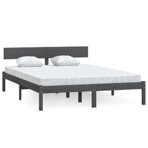 vidaXL Massivholzbett Grau 120x190 cm