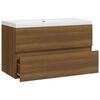 vidaXL Waschbeckenschrank mit Einbaubecken Braun Eiche Holzwerkstoff
