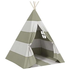 vidaXL Kindertent Grau und Wei&szlig; 120 x 120 x 150 cm Massivholz Kiefer
